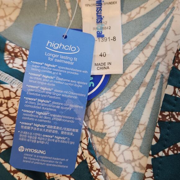 SwimSuits For All Chlorine Resistant Swim Tunic Green Palm Tree Print Plus 40 - Picture 6 of 11